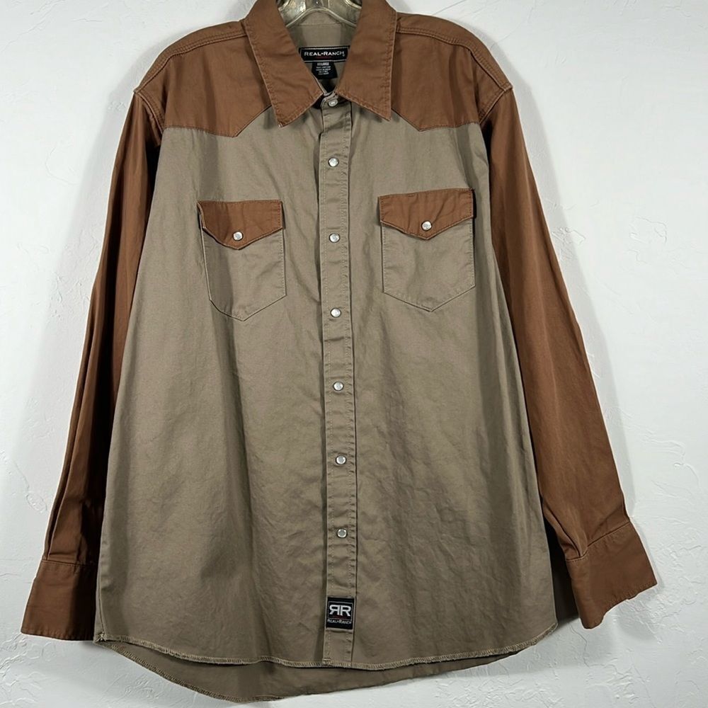 🔥REAL RANCH WORK WEAR Western‎ Pearl Snap Long Sleeve Heavy Shirt 2XL - PERFECT